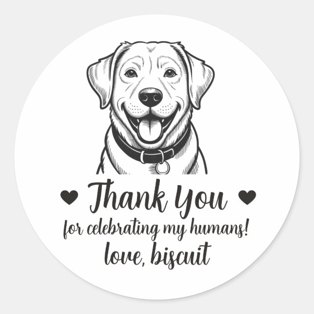 Custom Lab Dog Wedding Favor Stickers (Front)