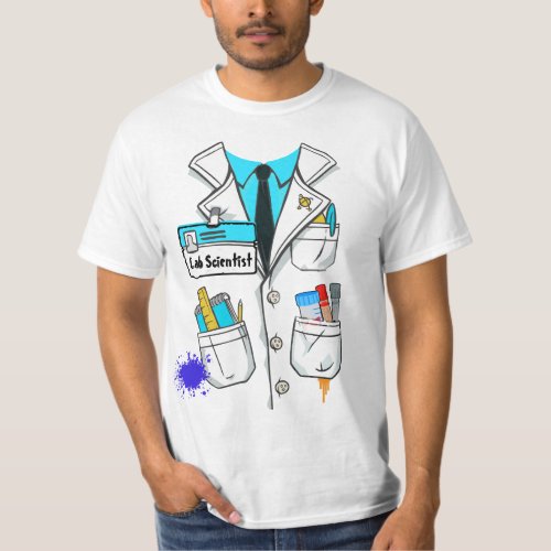 Custom Lab Scientist Name Tag Lab Coat Costume T_Shirt