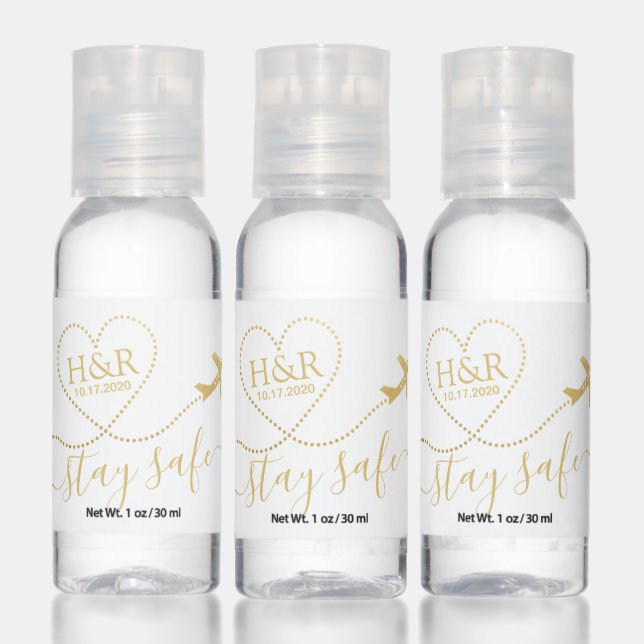 Custom Label on Travel Destination Wedding Shower Hand Sanitizer (Set)