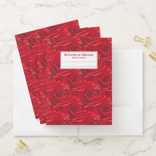 Custom Label Red Rose Floral Photography Pocket Folder