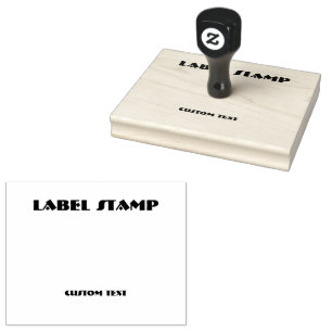 Custom Label-Stamp Text Wooden Handle Jet Black Rubber Stamp