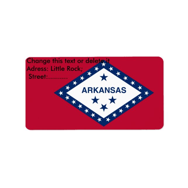 Custom Label with Flag of Arkansas (Front)