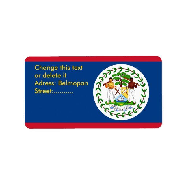 Custom Label with Flag of Belize (Front)