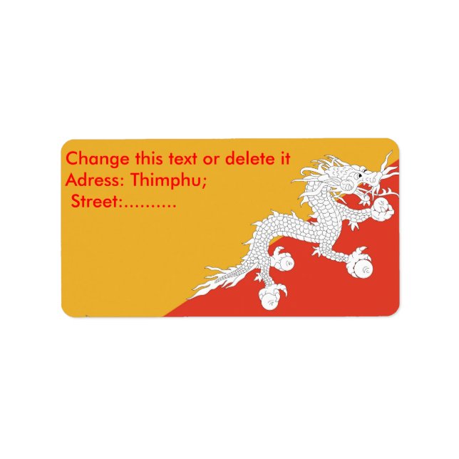 Custom Label with Flag of Bhutan (Front)