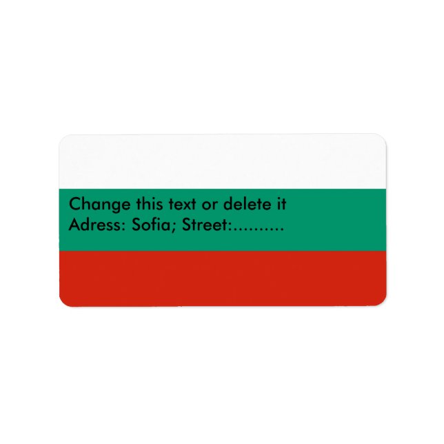 Custom Label with Flag of Bulgaria (Front)