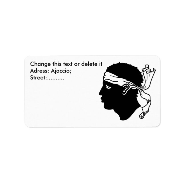 Custom Label with Flag of Corsica, France (Front)