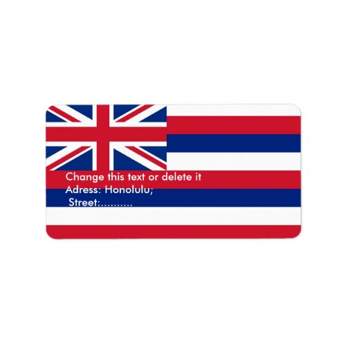 Custom Label with Flag of Hawaii USA