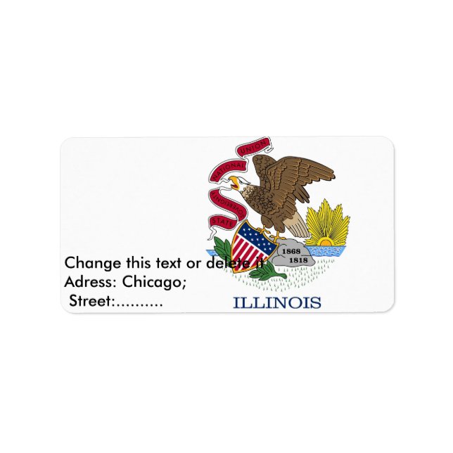 Custom Label with Flag of Illinois, U.S.A. (Front)