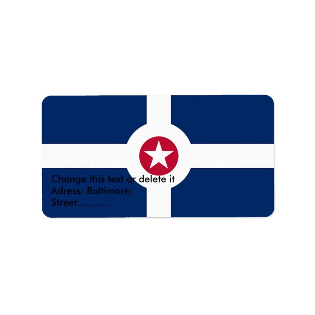 Custom Label with Flag of Indianapolis, U.S.A. (Front)