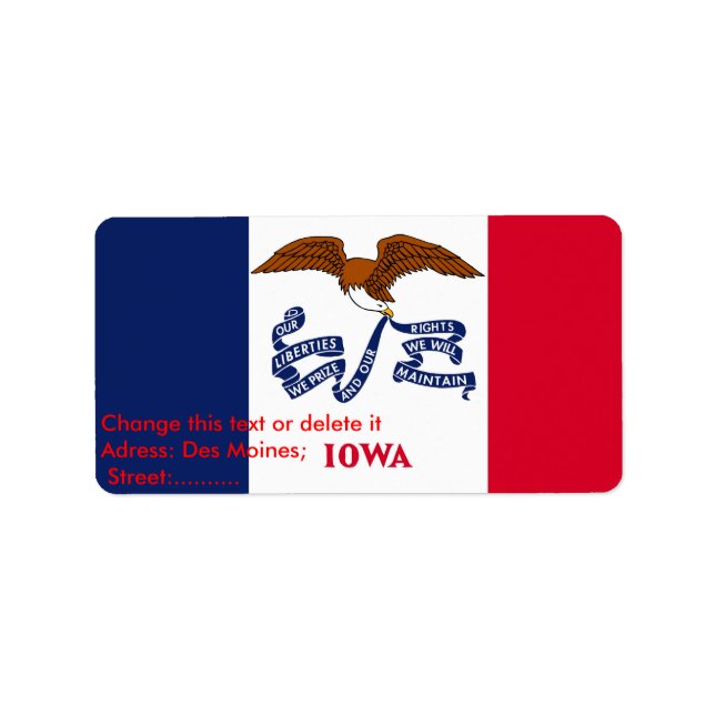 Custom Label with Flag of Iowa (Front)