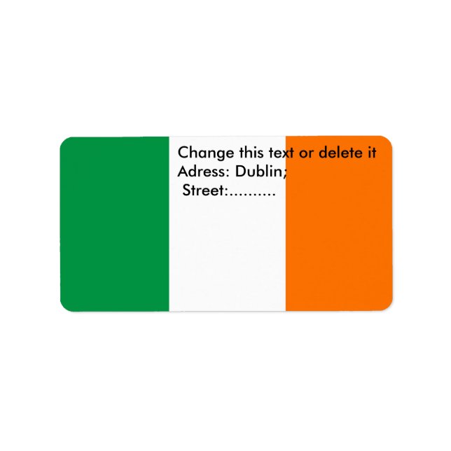 Custom Label with Flag of Ireland (Front)