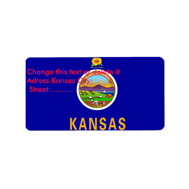 Custom Label with Flag of Kansas, U.S.A. | Zazzle