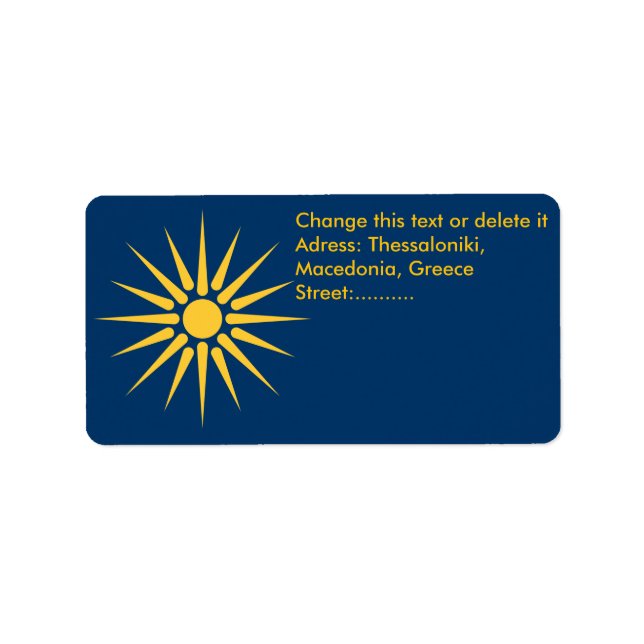 Custom Label with Flag of Macedonia, Greece (Front)