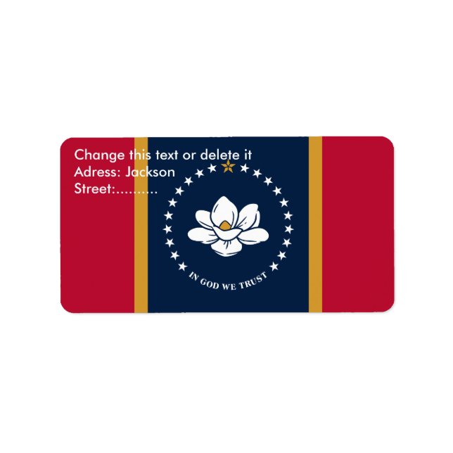 Custom Label with Flag of Mississippi, USA (Front)