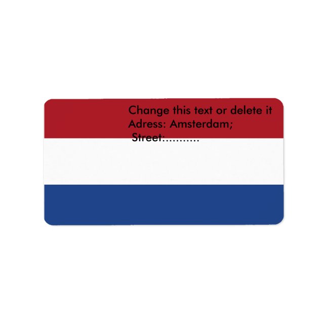Custom Label with Flag of Netherlands (Front)