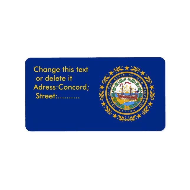 Custom Label with Flag of New Hampshire, U.S.A. (Front)