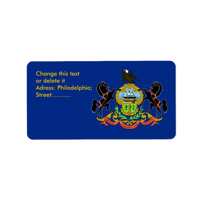 Custom Label with Flag of Pennsylvania, U.S.A. (Front)