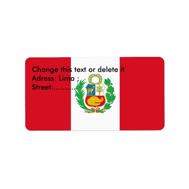 Custom Label with Flag of Peru (Front)