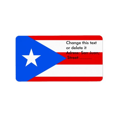Custom Label with Flag of Puerto Rico USA