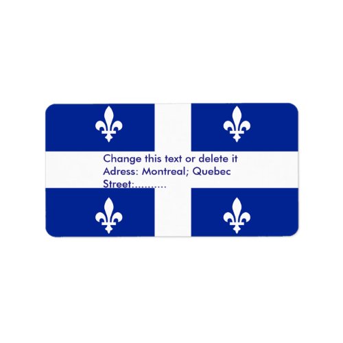 Custom Label with Flag of Quebec Canada