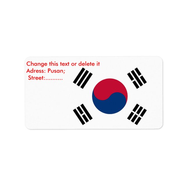 Custom Label with Flag of South Korea (Front)