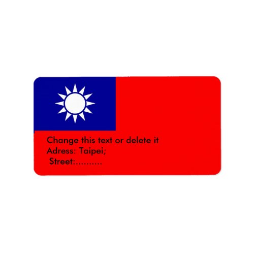 Custom Label with Flag of Taiwan