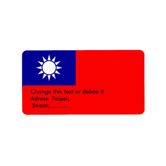 Custom Label with Flag of Taiwan (Front)