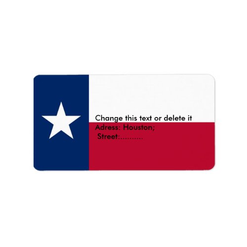 Custom Label with Flag of Texas USA