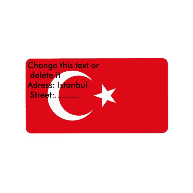 Custom Label with Flag of Turkey (Front)