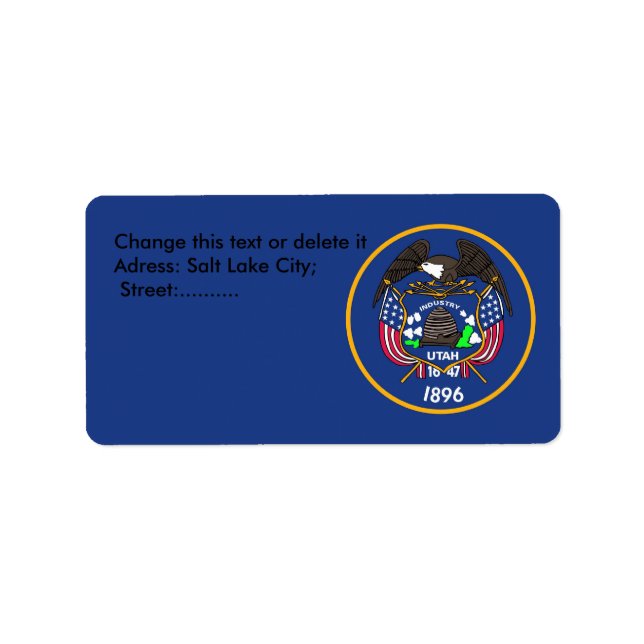 Custom Label with Flag of Utah, U.S.A. (Front)