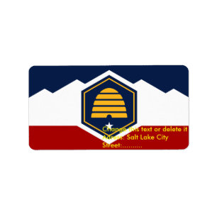Custom Label with Flag of Utah, USA