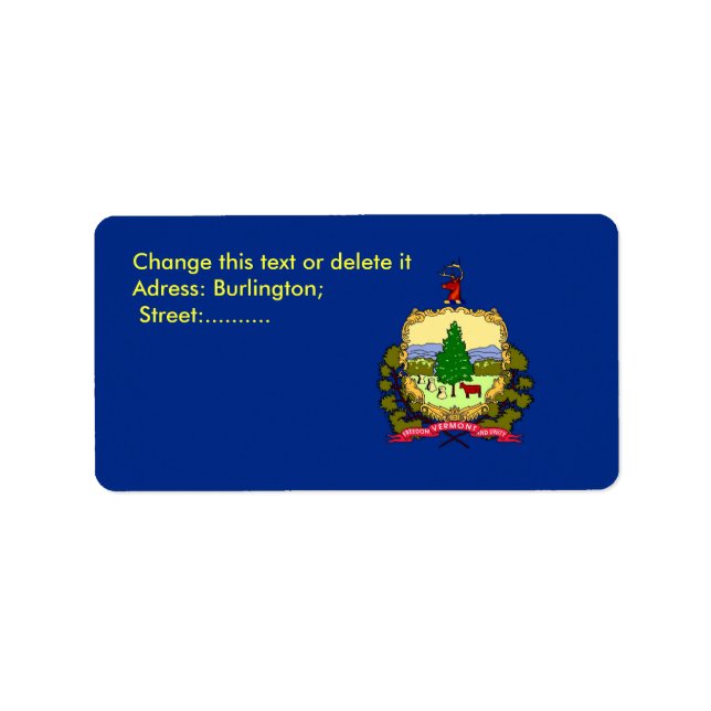Custom Label with Flag of Vermont, U.S.A. (Front)