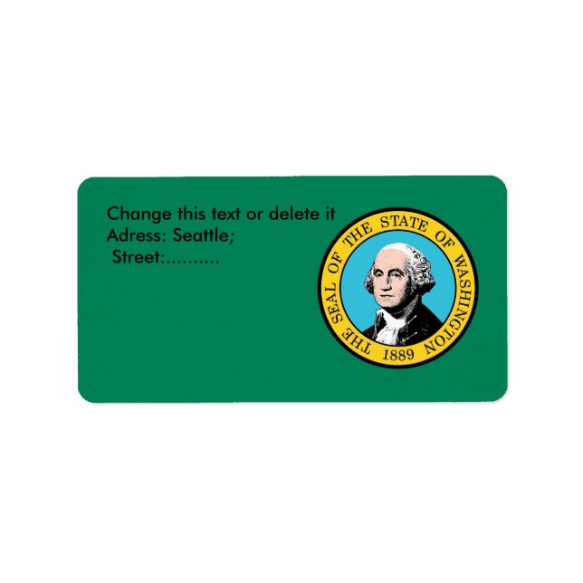 Custom Label with Flag of Washington, U.S.A. (Front)