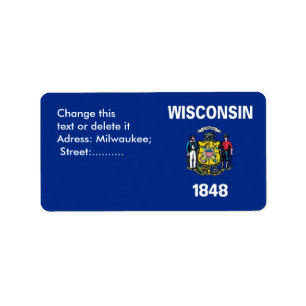 Custom Label with Flag of Wisconsin, U.S.A.