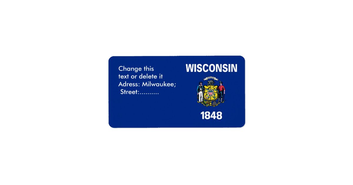 Custom Label with Flag of Wisconsin, U.S.A. | Zazzle