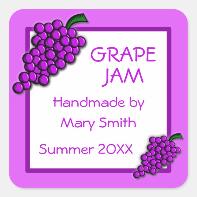 Custom Labels for Homemade Grape Jam (Front)