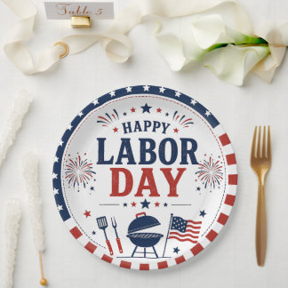 Custom Labor Day Paper Plates for Patriotic BBQ