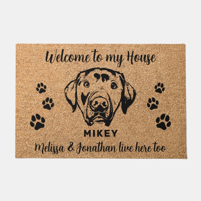 Custom Labrador Dog Personalized Drawing Doormat (Front)