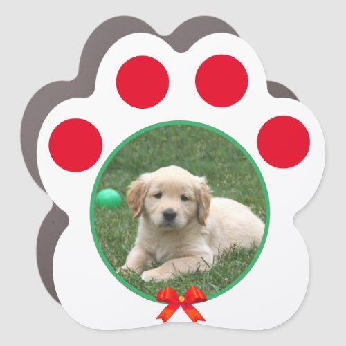 Custom Labrador Puppy Dog Photo  Christmas Ribbon Car Magnet