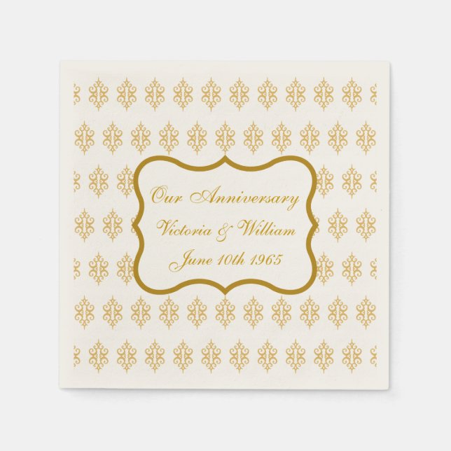 Custom Lace Anniversary Wedding Reception Napkins (Front)