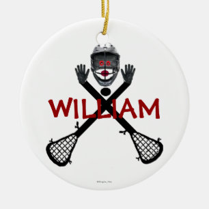 Custom Lacrosse Cartoon Ceramic Ornament