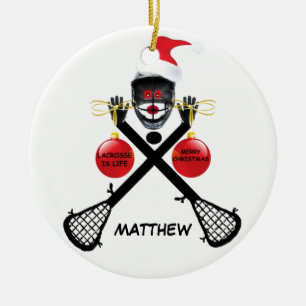 Custom Lacrosse Christmas Ceramic Ornament
