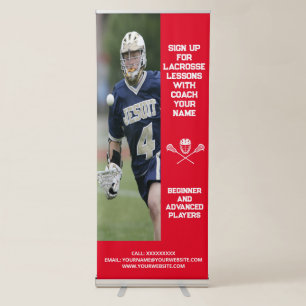 Custom Lacrosse Coach Coaching Class Lessons Red Retractable Banner