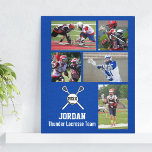 Custom Lacrosse Photo Collage Team Player Name Canvas Print<br><div class="desc">Show your team pride with this custom lacrosse sticks and ball photo design featuring your uploaded photos and custom text. Add your player's name or team name, year or jersey number. Makes a great end of season gift or coach's gift. Change the background color to match your team color -...</div>