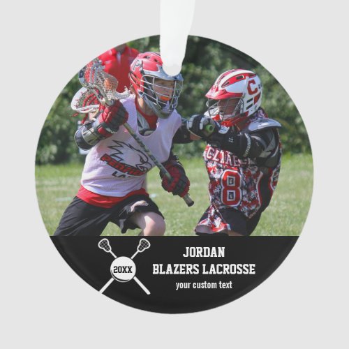 Custom Lacrosse Photo Collage Team Player Name Ornament