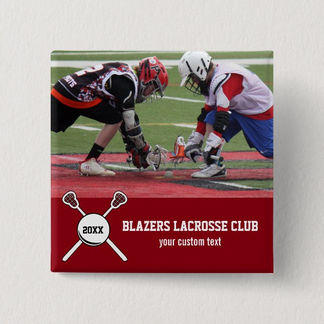 Custom Lacrosse Photo Collage Team Player Name Pinback Button (Front)