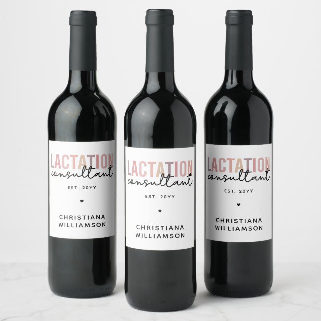 Custom Lactation Consultant Specialist IBCLC Wine Label (Bottles)