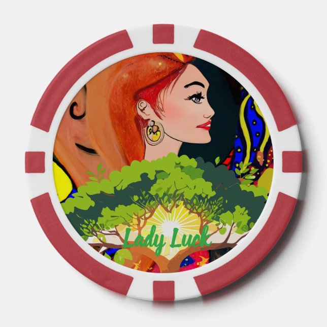 Custom Lady Luck 2 Couple's Game Night  Poker Chips (Front)