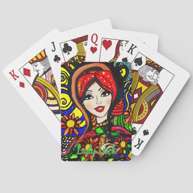 Custom Lady Luck 3 Couple's Game Night  Poker Cards (Back)