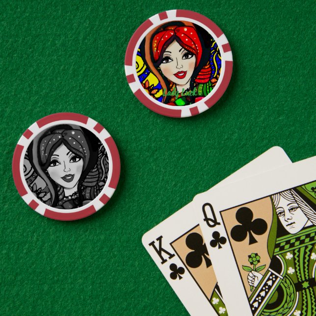 Custom Lady Luck 4 Couple's Game Night  Poker Chips (Poker Table (Double))